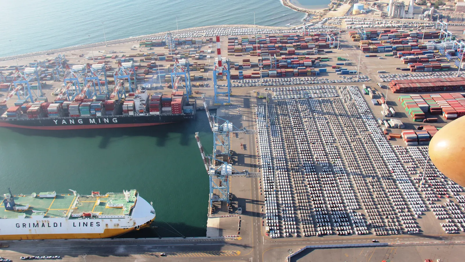 Aerial view of a large container port, the final link in a global sourcing chain